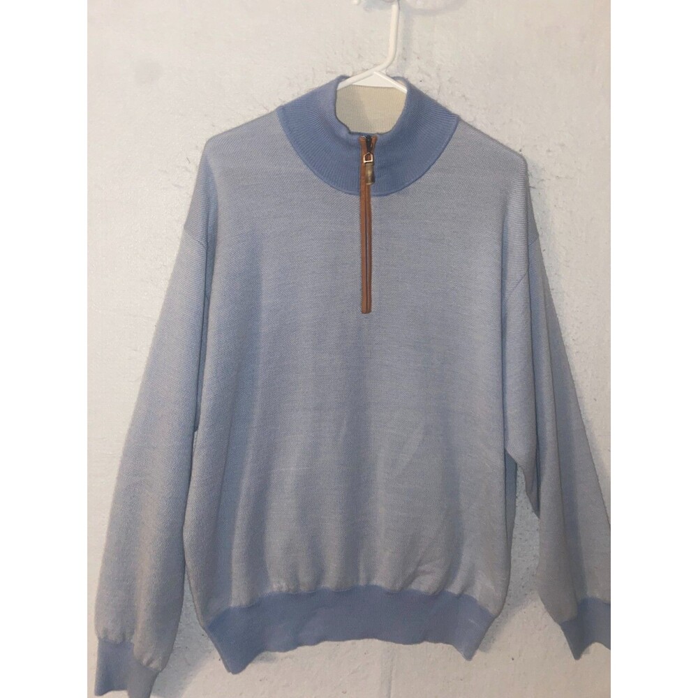 ORVIS Signature Collection 1/4 Zip Sweater Men's Light Blue Pullover Size XLarge